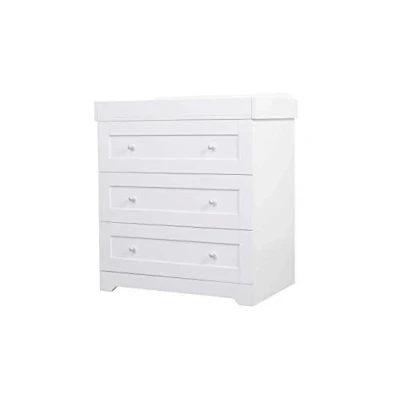 Image of Tutti Bambini Baby Changing Dresser Station Unit (Rio) Solid Wood 3 Drawer Chest Top Changer (White)