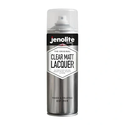 Image of JENOLITE Clear Lacquer Spray Paint MATT 500ml Crystal Finish for DIY, Trade, Automotive Varnish Protects Surface &amp; Paintwork from Corrosion, UV Damage Non Yellowing Sealer