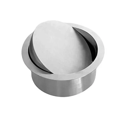 Image of Built in Countertop Trash and Waste Chute Lid Round Stainless Steel Balance Flap Cover Flush Grommet Swing Can