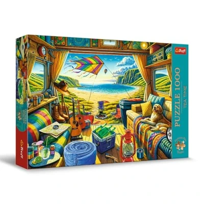 Image of Trefl Premium Plus Quality Tea Time Puzzle Travelling with the Camper 1000 Pieces, Series of Painted Nostalgic Images, for Adults and Children from 12 Years