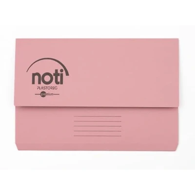 Image of Noti Premium Document Wallet Foolscap, 100% Recycled Paper, 285gsm Manilla, Pink, Pack 25