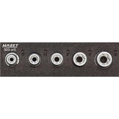 Image of HAZET 900 E/5 Torx Profile Socket Set Chrome Plated/Polished