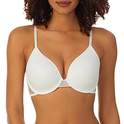 Image of DKNY Women&#039;s Monogram Mesh Full Coverage Bra, Opaque, White, 36C