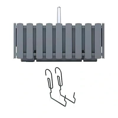 Image of Prosperplast Boardee Fencycase Balcony Box with Hanging and Watering System, Flower Box, Pot Hook Planter (380 mm Length, Grey)
