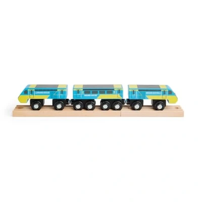 Image of Bigjigs Rail Intercity 125 Train Heritage Wooden Trains, 3 Carriages with Magnetic Couplings &amp; 2 Track Pieces, Realistic Railway Accessories, Classic Toys For Kids, 3+ Year Olds
