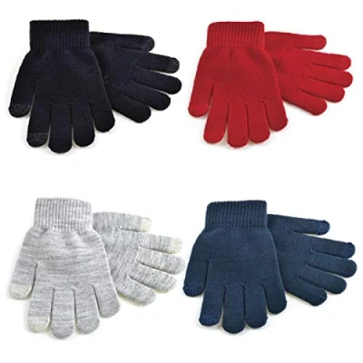 Image of Children&#039;s Touch Screen i Magic Gloves Knitted Boys Girls Kids Warm for Smart Phone Tablet (Grey)