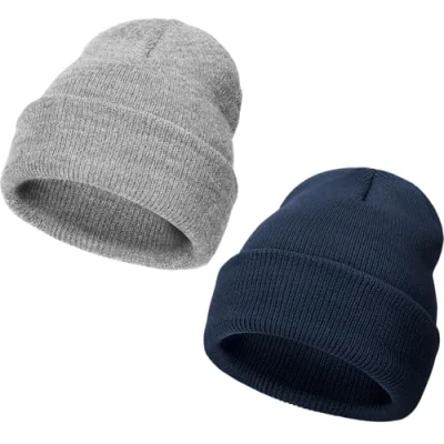 Image of DRESHOW Beanie Hat for Women Men Turn up Slouch Knit Hats Unisex Warm Winter Woolly Skull Cap