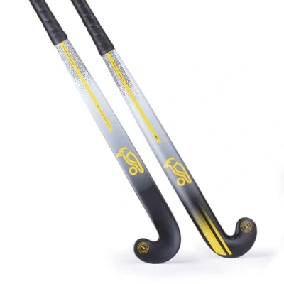 Image of Kookaburra Unisex Vex Mid Bow Field Hockey Stick, Yellow/black, 36.5 Light EU