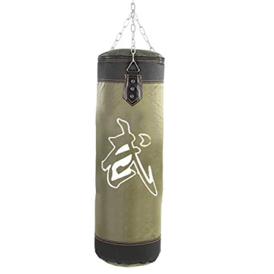 Image of Boxing Training Bag, Empty Hanging Punching Bag Fight Karate Heavy Sand Fitness Target Sport Hook Kick Sandbags with Chains Carabiner for Gym Taekwondo Home(80cm green)