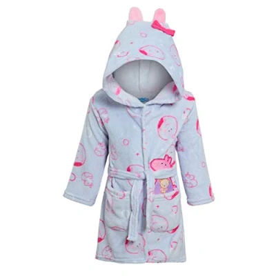 Image of Peppa Pig Girls Robe 3D Novelty Hooded Dressing Gown Soft Blue 8 Years