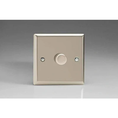 Image of Varilight Satin Chrome, LED Dimmer Switch V Pro Series, 1 Gang (Single), or 2 Way, 400 Watt (Trailing Edge)