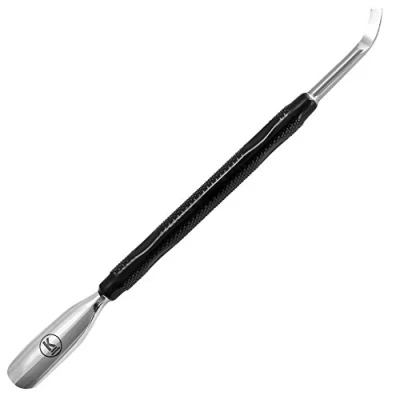 Image of K Pro Cuticle Pusher and Nail Cleaner Professional Tool with Spoon Metal (Black)