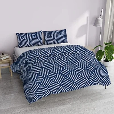 Image of Italian Bed Linen MB Home Basic “Dafne Duvet Cover Set, Citylife Blue, Double
