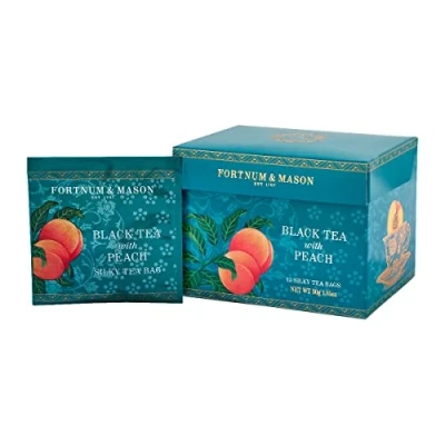 Image of Fortnum and Mason Black Tea with Peach 15 Silky Bags 30g (1 Pack)