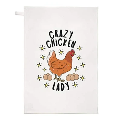 Image of Crazy Chicken Lady Stars Tea Towel Dish Cloth