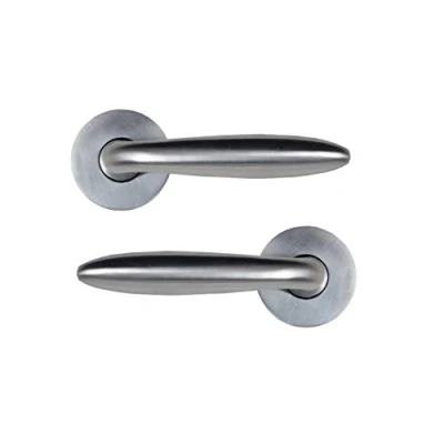 Image of Bricard 9984050 Pair of Door Handles on Zamak Sketch Rosette with Spring Rapple, Silver