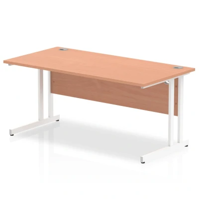 Image of Impulse 1600/800 Rectangle White Cantilever Leg Desk Beech MI001676