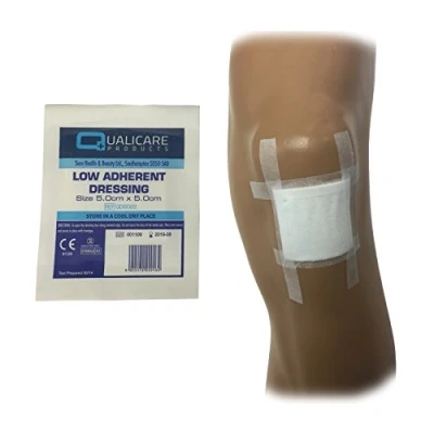 Image of 5 X Small 5CM QUALICARE Premium First AID Double Side Absorbent Low Adherent STERILE DRESSINGS
