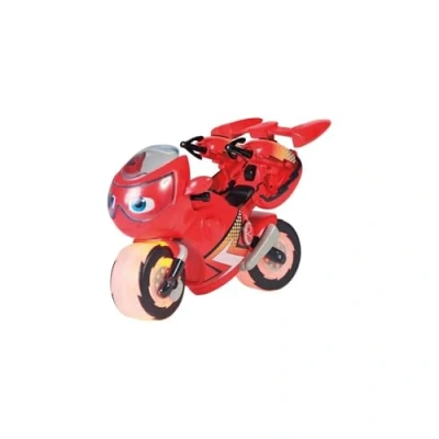 Image of Ricky Zoom T20121EN Lightning Rescue Ricky, Action Figure, Wheeling, Large 9 Inch Motorcycle Lights, Free Standing Kids Motorbike Toys for Boys and Girls 3 Year +, red