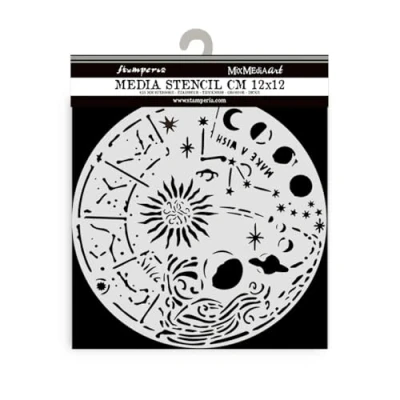 Image of Stamperia Thick Stencils for Scrapbooks, Albums, Cards, Bullet Journalling, and More, Flexible Material, Easy to Clean, Perfect Crafts Gifting (Favourites Refresh, Cosmos Circle)