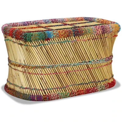 Image of vidaXL Coffee Table Bamboo with Chindi Details Multicolour