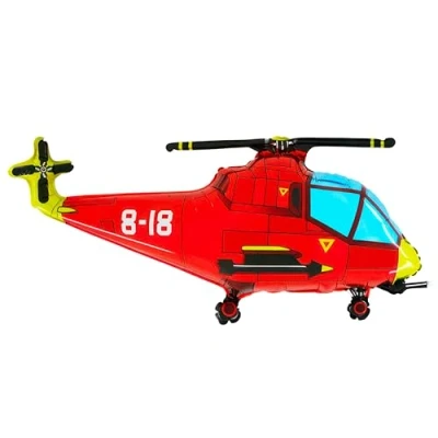 Image of Toyland® 65cm (26&quot;) Red Helicopter Shaped Character Foil Balloon Kids Party Decorations