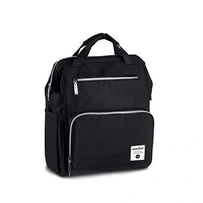 Image of SONARIN New Baby Nappy Changing Backpack with Mat and Stroller Strap,Multifunction,Diaper Bag,Travel Organizer,Waterproof, Large Capacity, Stylish Durable(Black)