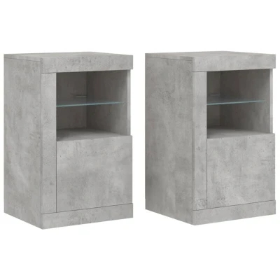 Image of vidaXL Side Cabinets with LED Lights 2 pcs Concrete Grey Engineered Wood