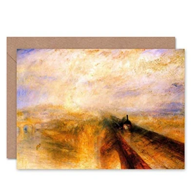 Image of Wee Blue Coo J. M. W. TURNER RAIN STEAM SPEED GREAT WESTERN RAILWAY GREETINGS CARD