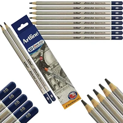 Image of 8B Graded ARTLINE Love Art Professional Artist 10 x Pencils Draw Sketch Shade