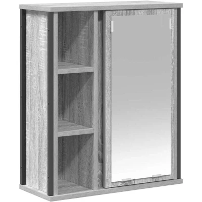 Image of vidaXL Bathroom Wall Cabinet with Mirror Grey Sonoma 50x21x60 cm