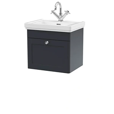 Image of Eastlake Malvern Wall Hung Bathroom Vanity Unit with Basin Black 500mm