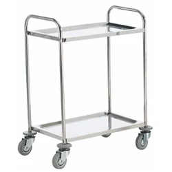 Image of Shelf Trolley; 2 Trolley with Lip; Swivel Castors; Steel; Silver