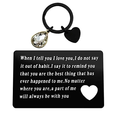 Image of Anniversary Card Gifts for Boyfriend Husband Fiance Engraved Wallet Insert Him Deployment Christmas Birthday Valentines Day