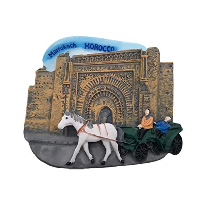 Image of 3D Marrakech Morocco Refrigerator Magnet Tourist Travel Souvenirs Handmade Resin Craft Magnetic Stickers Home Kitchen Decoration Fridge Collection Gift