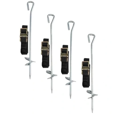 Image of Dellonda Heavy Duty Trampoline Anchor Kit 4 Piece Ground Pegs Universal Fitting
