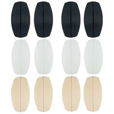 Image of JUHNEED 6 Pairs Soft Silicone Bra Strap Cushions, Non slip Relief Pain Shoulder Protector Pads,Bra Pads for Women Black White Beige