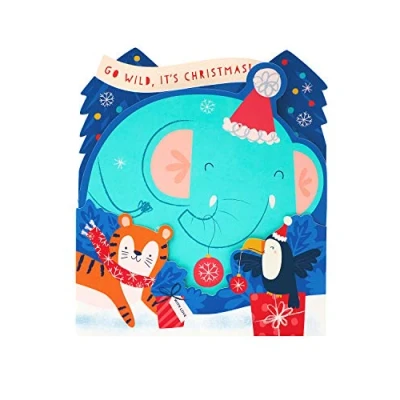 Image of UK Greetings Kids Christmas Card Boys Cute Elephant Design for Child Multi, 647907 0 1