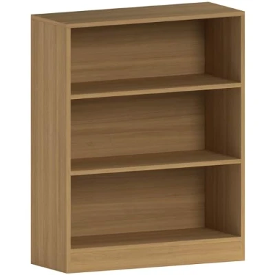 Image of Vida Designs Cambridge 3 Tier Low Bookcase, Oak Wooden Shelving Display Storage Unit Office Living Room Furniture