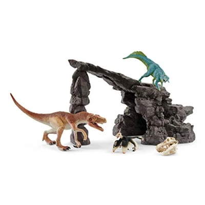 Image of schleich 41461 Dinoset mit Höhle, ab 5 Jahren, DINOSAURS Spielset, 7 Teile