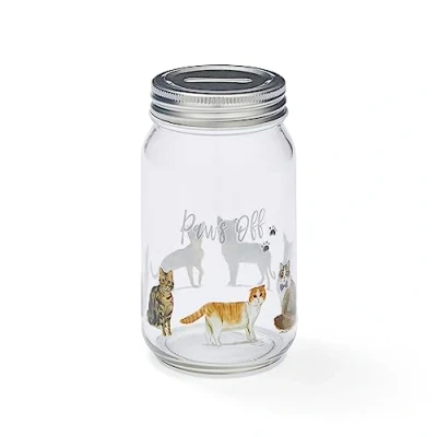 Image of Cooksmart British Designed Money Jar Box For Saving Cash or Coins Piggy Bank Adults &amp; Family Curious Cats