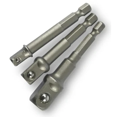 Image of 3pcs Drill Socket Adaptor Hex Drive to 1/4&quot; 3/8&quot; 1/2&quot; Adapter Set