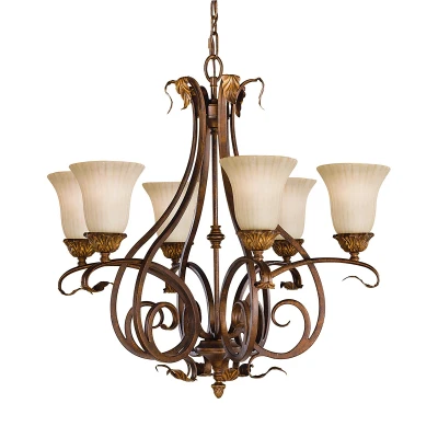 Image of Sonoma Valley 6 Light Multi Arm Chandelier Aged Tortoise Shell Finish, E27