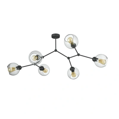 Image of Fairy Multi Arm Semi Flush Ceiling Lamp Black 6xE27
