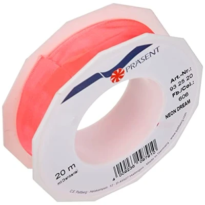 Image of C.E. Pattberg NEON DREAM Wired Edge Taffeta Ribbon in hot pink, 22 Yards Bow for Colourful Presents, 1 inch width, Gaudy Gift Wrappings, Decorations &amp; other Adornments