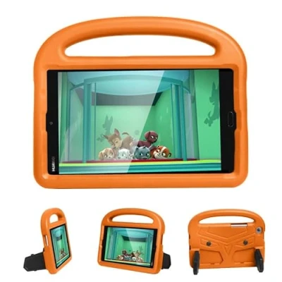 Image of Kids Case For Huawei MediaPad M3 Lite/ M5 Lite 8.4 Inch, Tablet Friendly Lightweight, Handle with Stand, Soft EVA Foam Shockproof Protective Cover, Orange