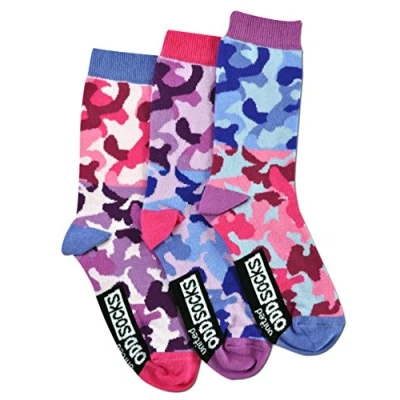 Image of United Oddsocks 3 for Girls Camo, Multicoloured, UK 12 5.5 Eur 30.5 39 US 1 8