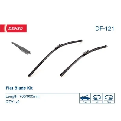Image of 1611587780, 6423F3 wiper blade DENSO DF 121 700/600mm Flat CITROËN: C4 I Hatchback