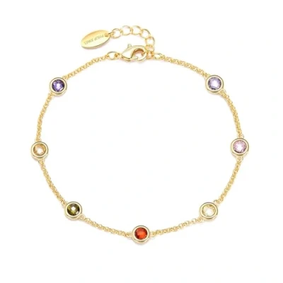 Image of Philip Jones Gold Plated Multi Coloured Crystal Bracelet Created with Zircondia® Crystals