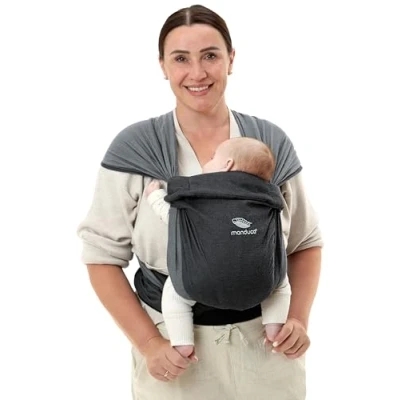 Image of manduca Twist Baby Carrier, Newborn and Sling Made of Organic Cotton, Woven Wrap Conversion, Soft Waist Belt, Can Be Used from Birth, Grey/Black